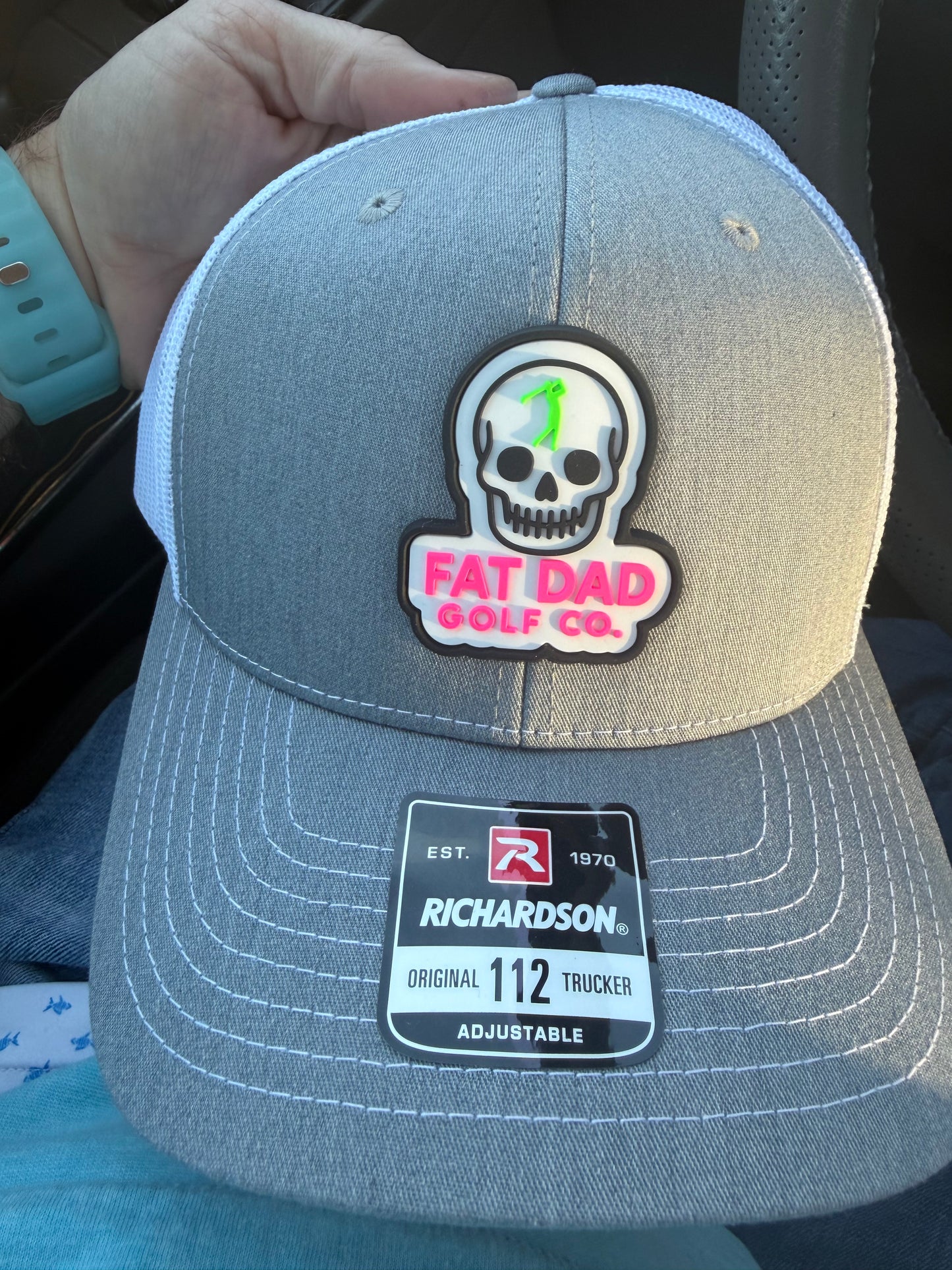 fat dad golf skull patch richardson 112 gray/white hat