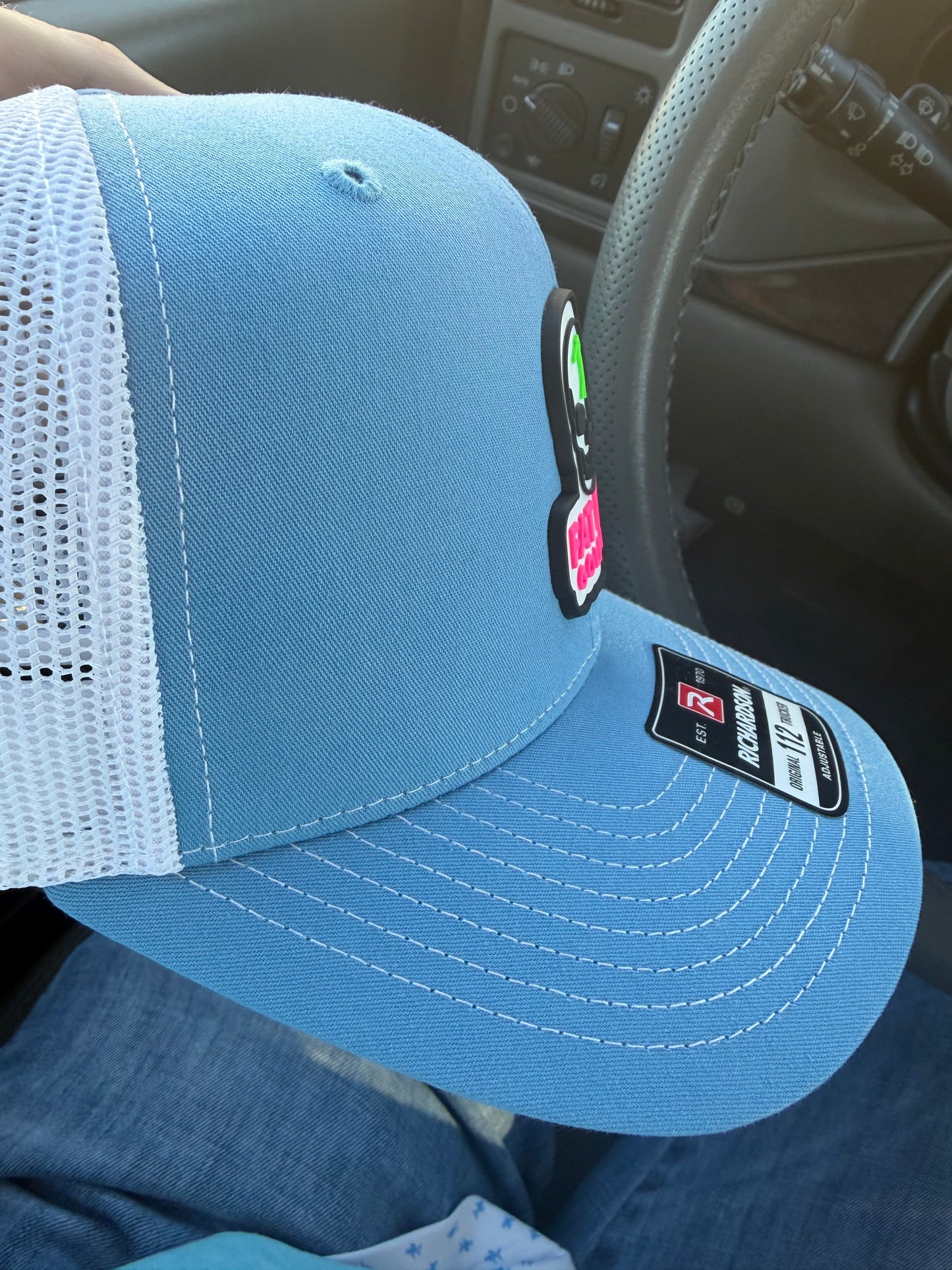 fat dad golf skull patch richardson 112 blue/white hat