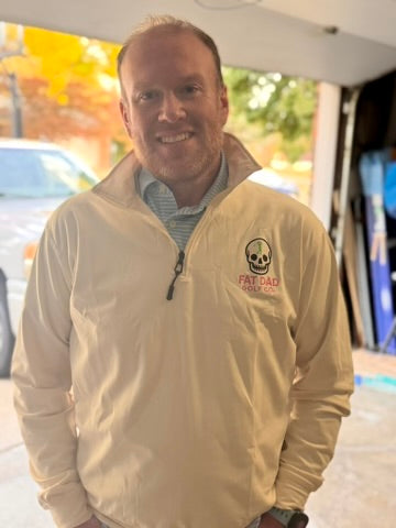 fat dad golf co cream unisex performance fleece 1/4 zip