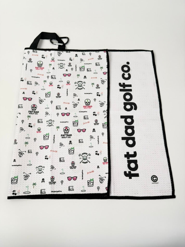 fat dad golf signature print golf towel