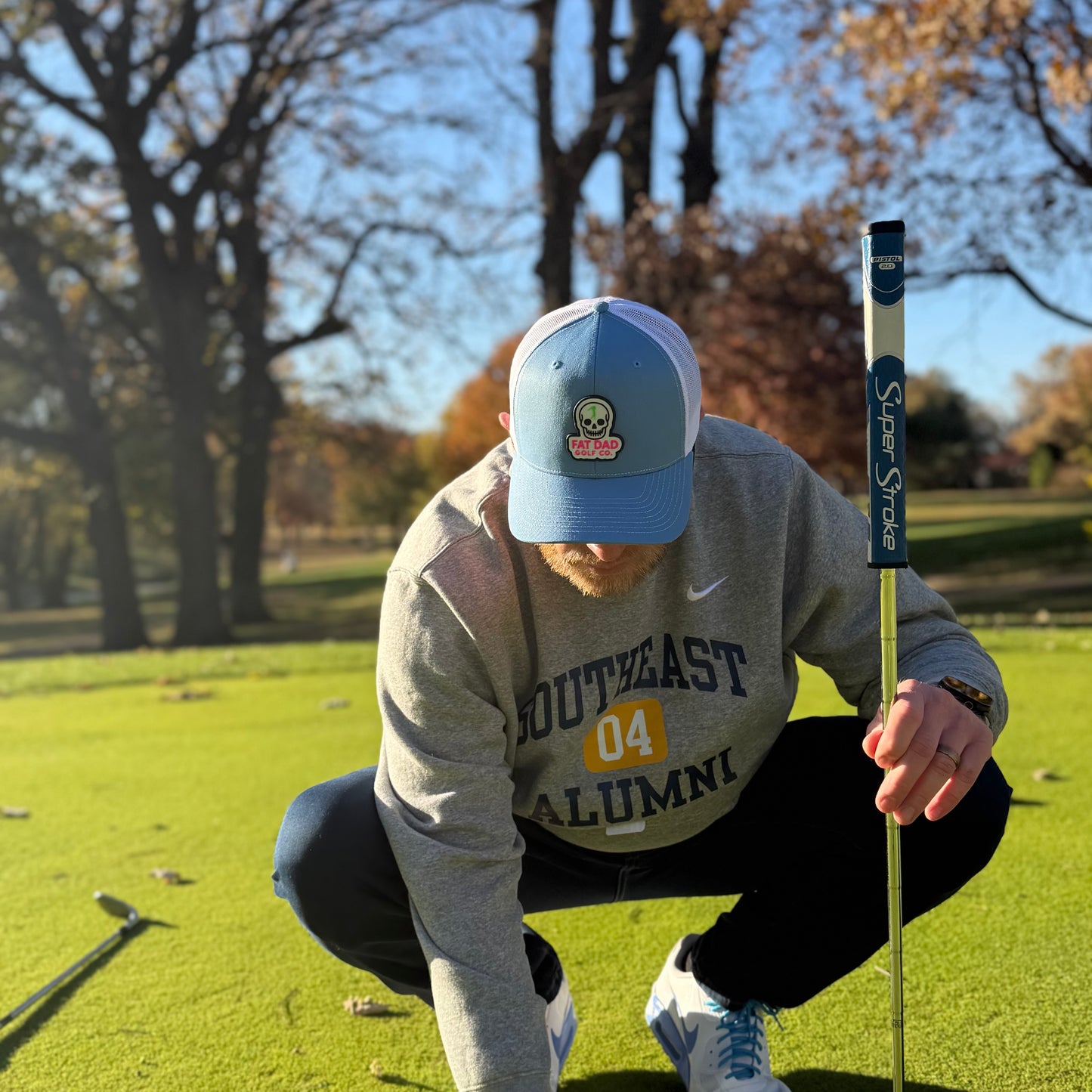 fat dad golf skull patch richardson 112 blue/white hat