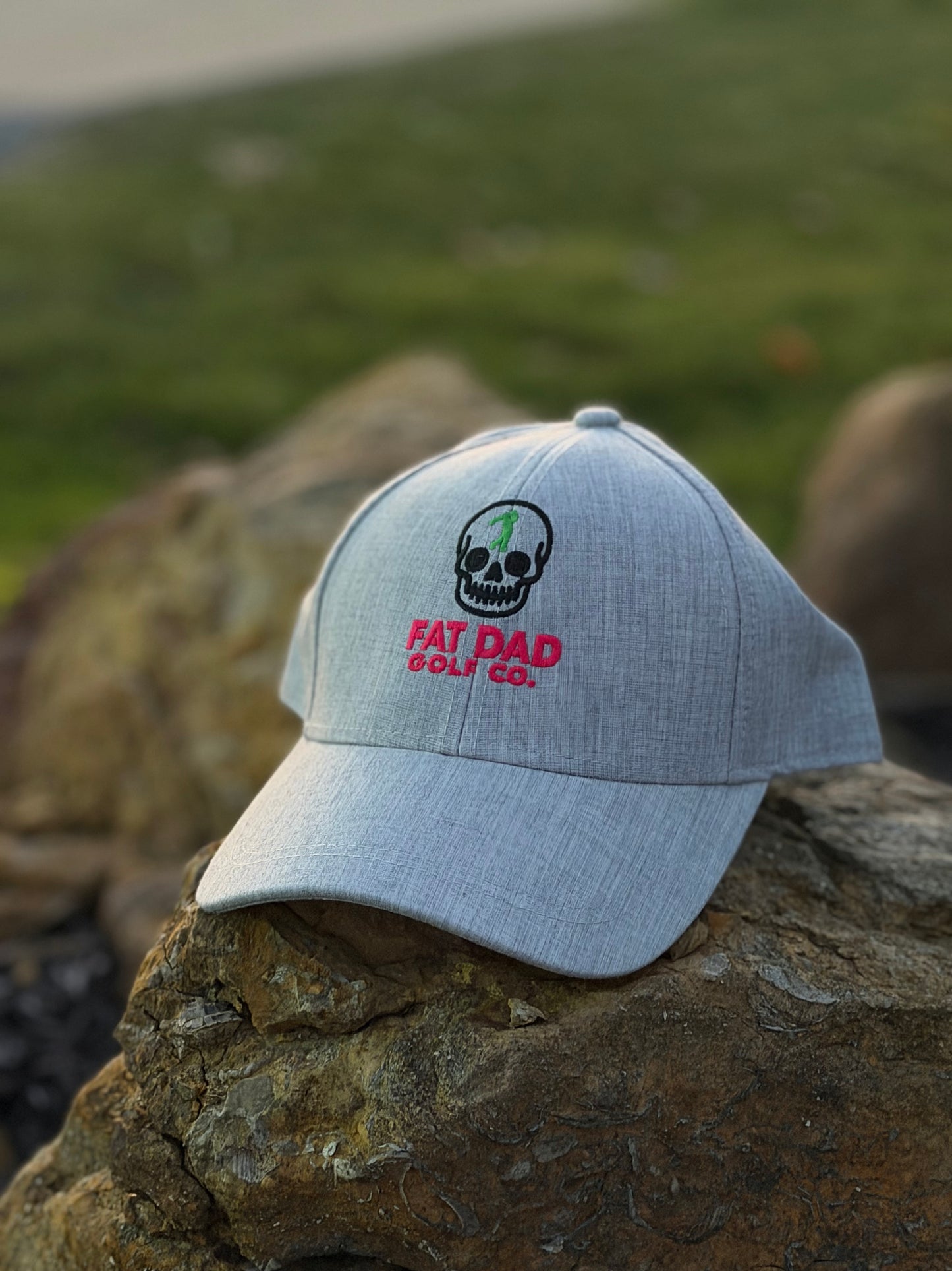 heather gray skull golf hat