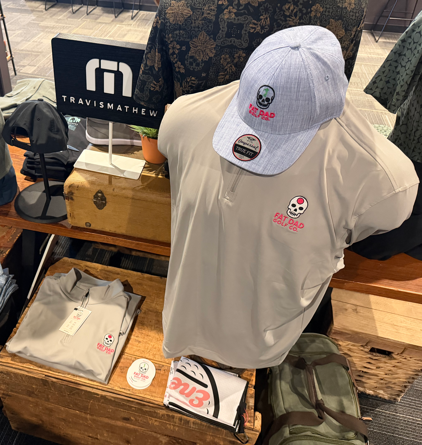 "golf on the brain" gray clubhouse golf 1/4 zip