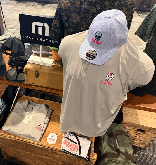 "golf on the brain" gray clubhouse golf 1/4 zip