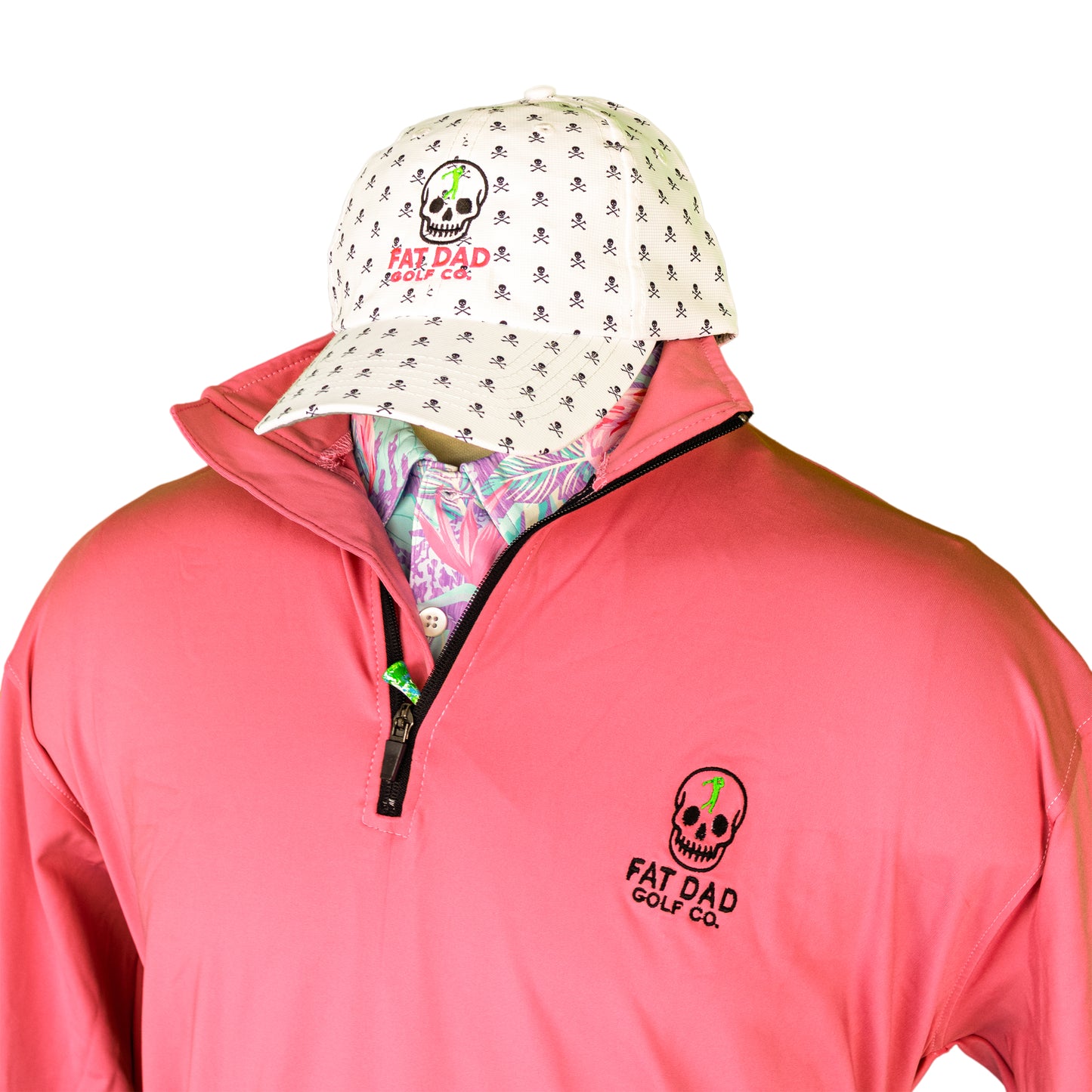 fat dad signature pink performance golf 1/4 zip