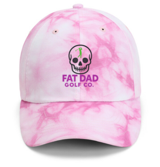 pink tie-dye skull golf hat