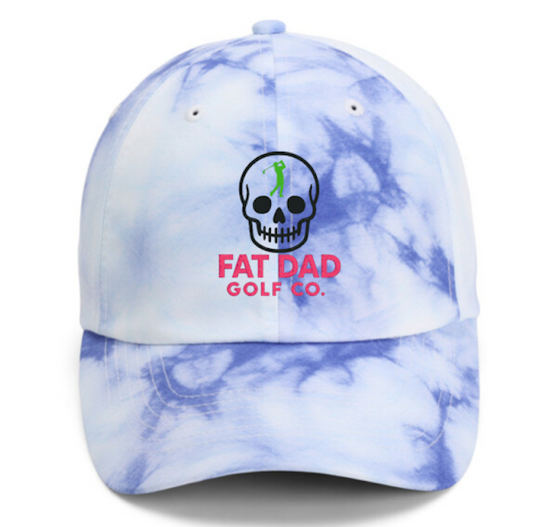 blue tie-dye skull golf hat