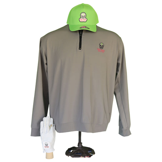 fat dad sage gray performance golf 1/4 zip