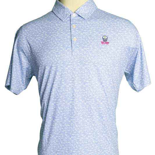 "whales & waves" performance golf polo