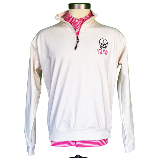 fat dad golf co cream unisex performance fleece 1/4 zip