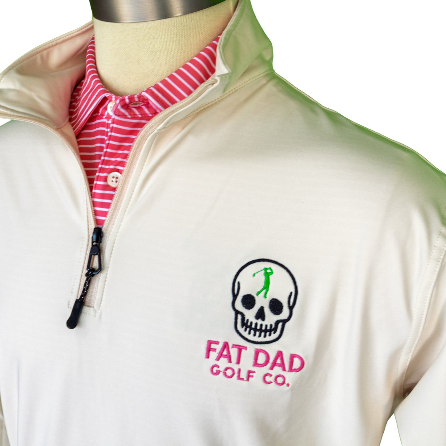 fat dad golf co cream unisex performance fleece 1/4 zip