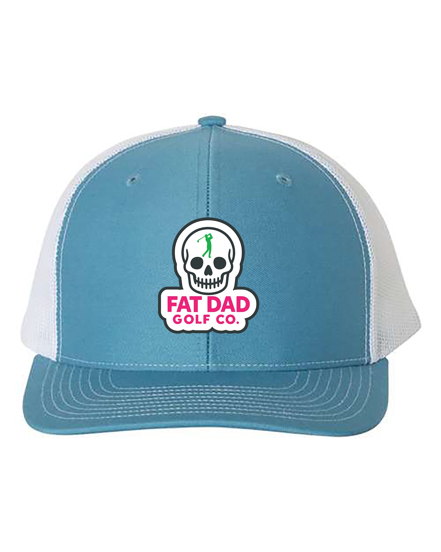 fat dad golf skull patch richardson 112 blue/white hat